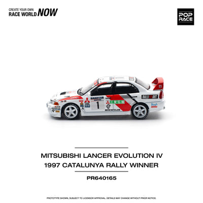 Mitsubishi Lancer Evolution IV 1997 Catalunya Rally Winner, 1:64 Scale (White)