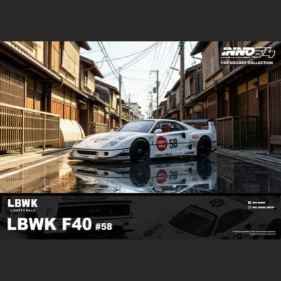 LBWK F40 (White), 1:64 Scale (Chance of Red Chase Car) - INNO64