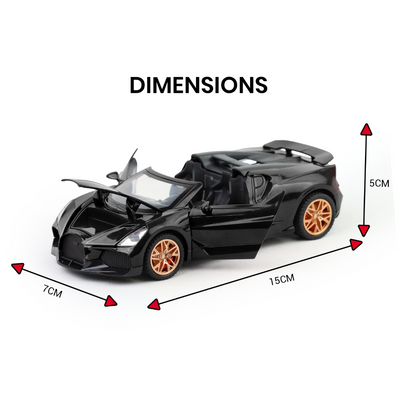Bugatti Mistral - Light, Sound with Openable Doors, 1:32 Scale (Black)