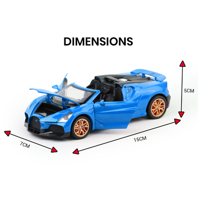 Bugatti Mistral - Light, Sound with Openable Doors, 1:32 Scale (Blue)