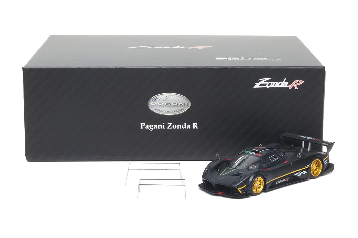 ALMOST REAL Pagani Zonda R 1:64 Scale Diecast Model – Matte Black Carbon Fiber Edition