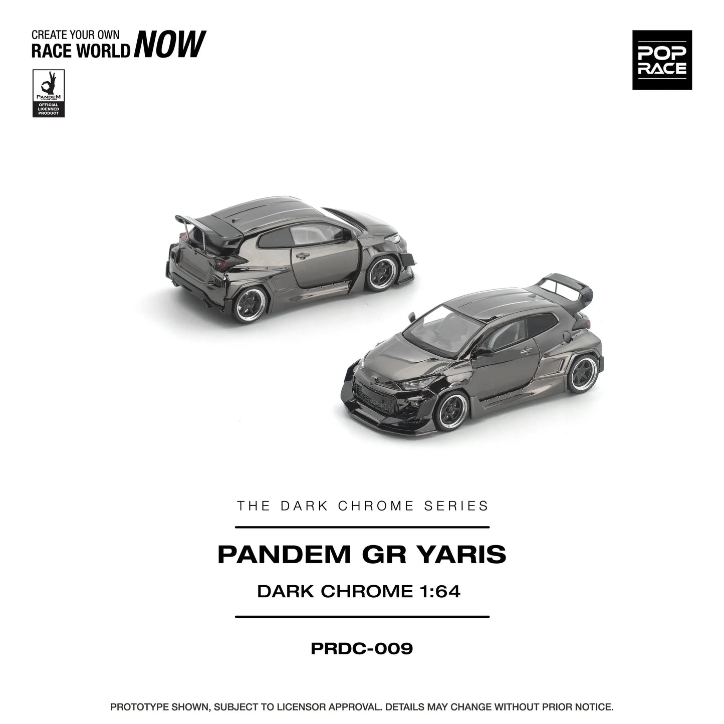 POPRACE Pandem GR Yaris Dark Chrome 1:64 Scale Diecast Model (Pre-Order)