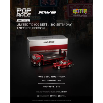 *HKTCS* RWB 930 / RWB Truck Red Chrome (Limited to 900pcs), 1:64 Scale - Pop Race