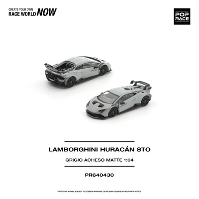 *PRE-ORDER* Lamborghini Huracan STO Grigio Acheso, 1:64 Scale (Matte) - Pop Race