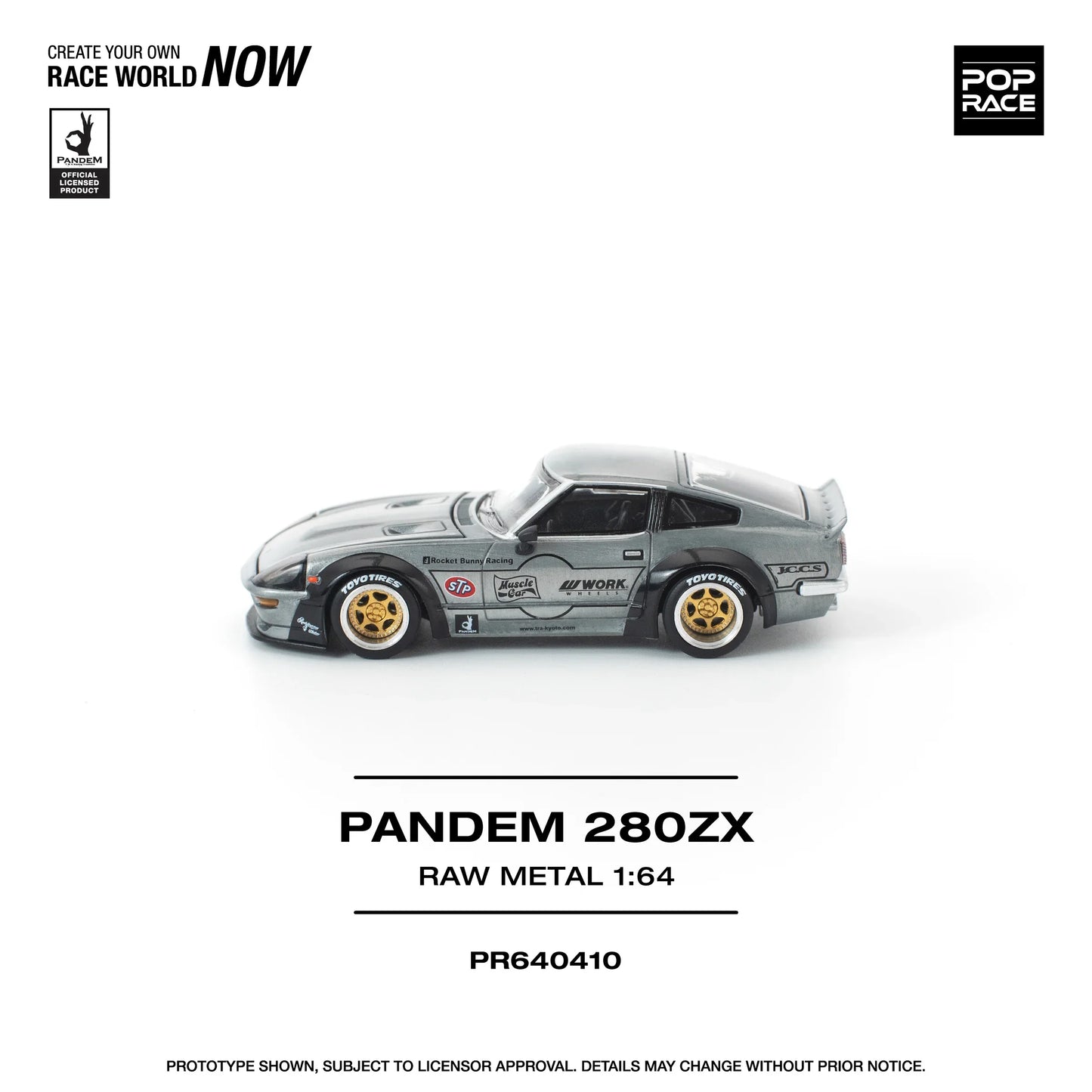POPRACE Pandem Nissan 280ZX Raw Metal 1:64 Scale Diecast Model (Pre-Order)