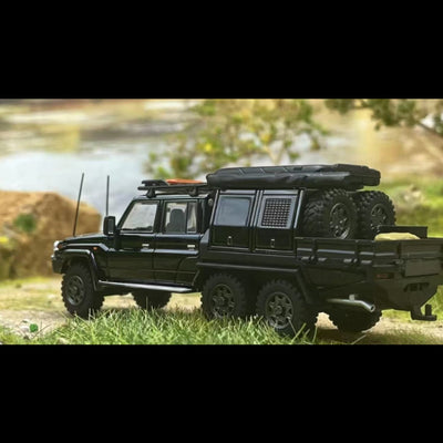 *PRE-ORDER* Land Cruiser LC79Double Cabin, 6x6 Off-Load Light Pickup, 1:64 Scale (Black) - AUTOBOTS MODEL