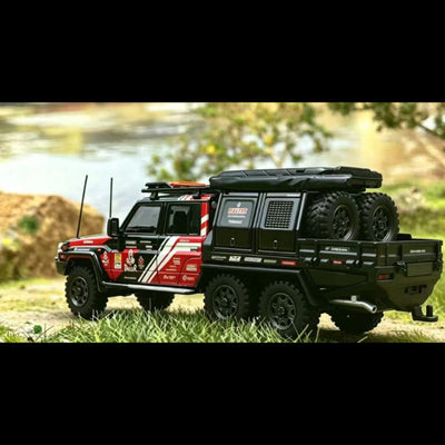 *PRE-ORDER* Land Cruiser LC79Double Cabin, 6x6 Off-Load Light Pickup, 1:64 Scale (Red Livery) - AUTOBOTS MODEL
