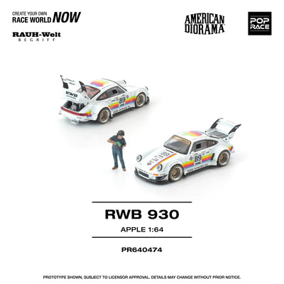*PRE-ORDER* RWB 930 Apple With Figure, 1:64 Scale - Pop Race