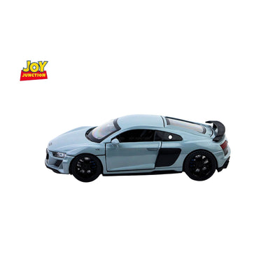 Audi R8 Pullback Toy Car - Light, Sound with Openable Doors, 1:32 Scale (Blue)