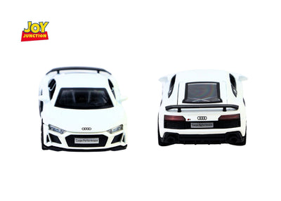Audi R8 Pullback Toy Car - Light, Sound with Openable Doors, 1:32 Scale (White)