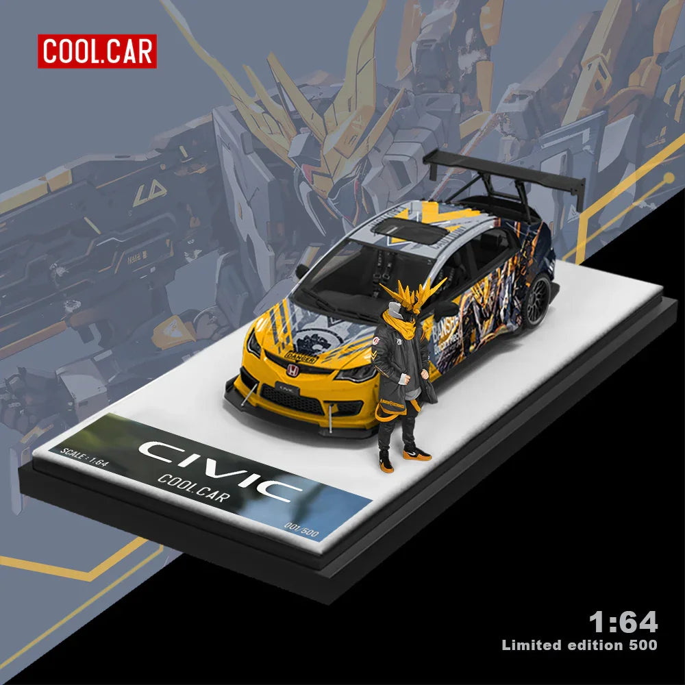 CoolCar Honda Civic Explosive Modification Gray Mecha - Puppet Version 1:64 Scale Diecast Model