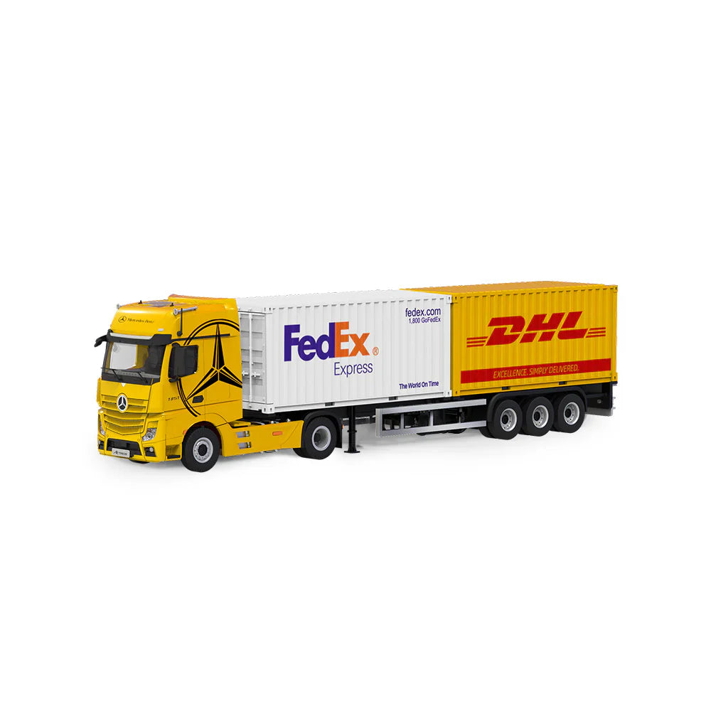PRE-ORDER Time Micro CC Mercedes-Benz Actros Cargo Container Truck Yellow 1:64 Scale Diecast Model