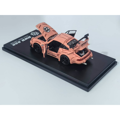 *PRE-ORDER* Porsche RWB930 GT Wing Pink Pig (Open-Engin & Rear Hoods+Doors, Visible Engine), 1:64 Scale - FG Model