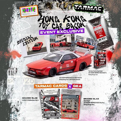 *HKTCS 2026* LB-Kaido Works Nissan R32 Skyline Red Hong Kong Taxi Livery, 1:64 Scale - Tarmac Works