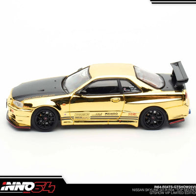 Nissan Skyline GT-R R34 Top Secret GTSHOW 2025 Event Edition,1:64 Scale (Gold) - INNO64
