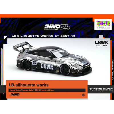 *HKTCS 2026* LB-Silhouette Works GT 35GT-RR 2026 (Chance of Chase Car), 1:64 Scale (Chrome Silver) - INNO64