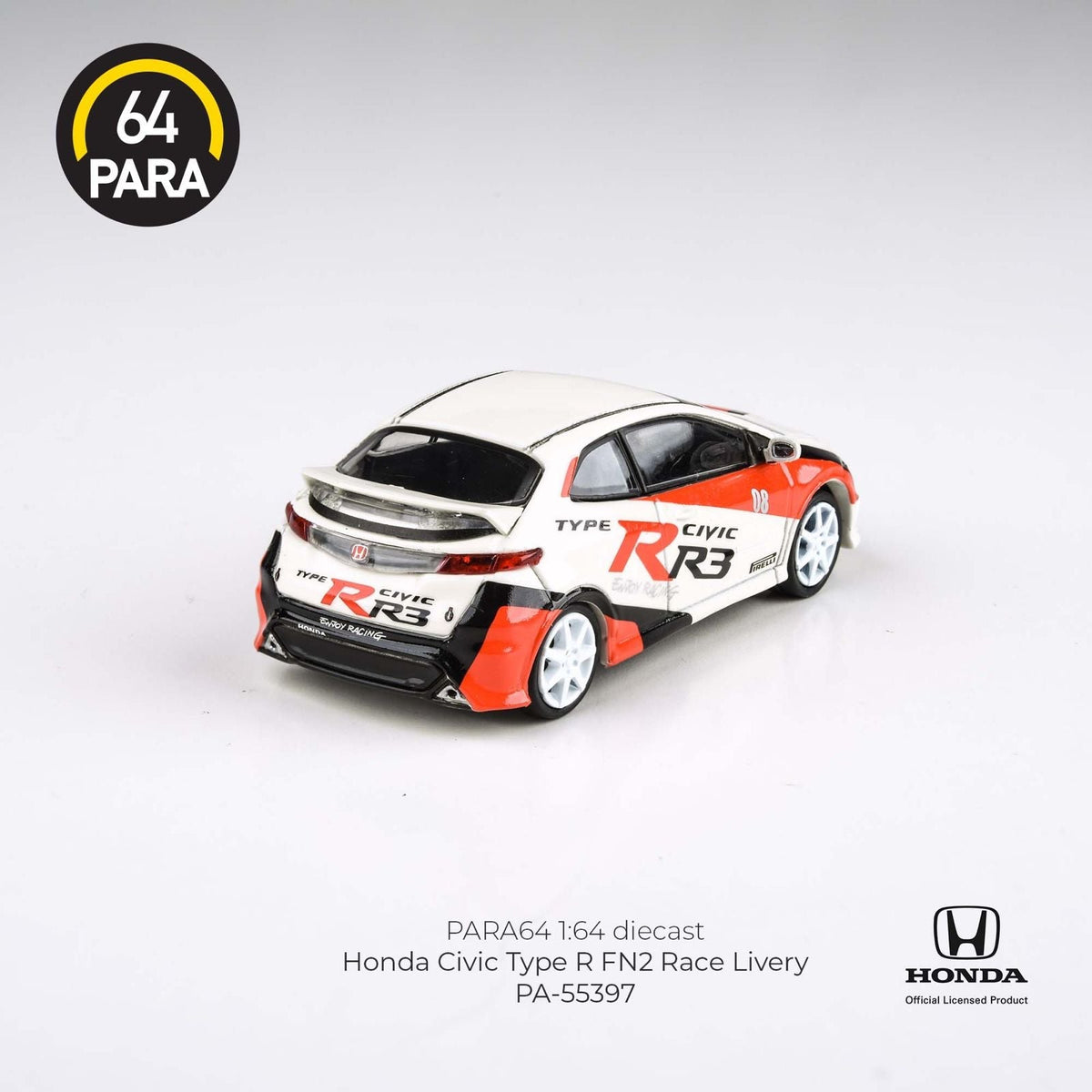 Honda Civic Type R FN2 Race Livery 2007, 1:64 Scale (White)
