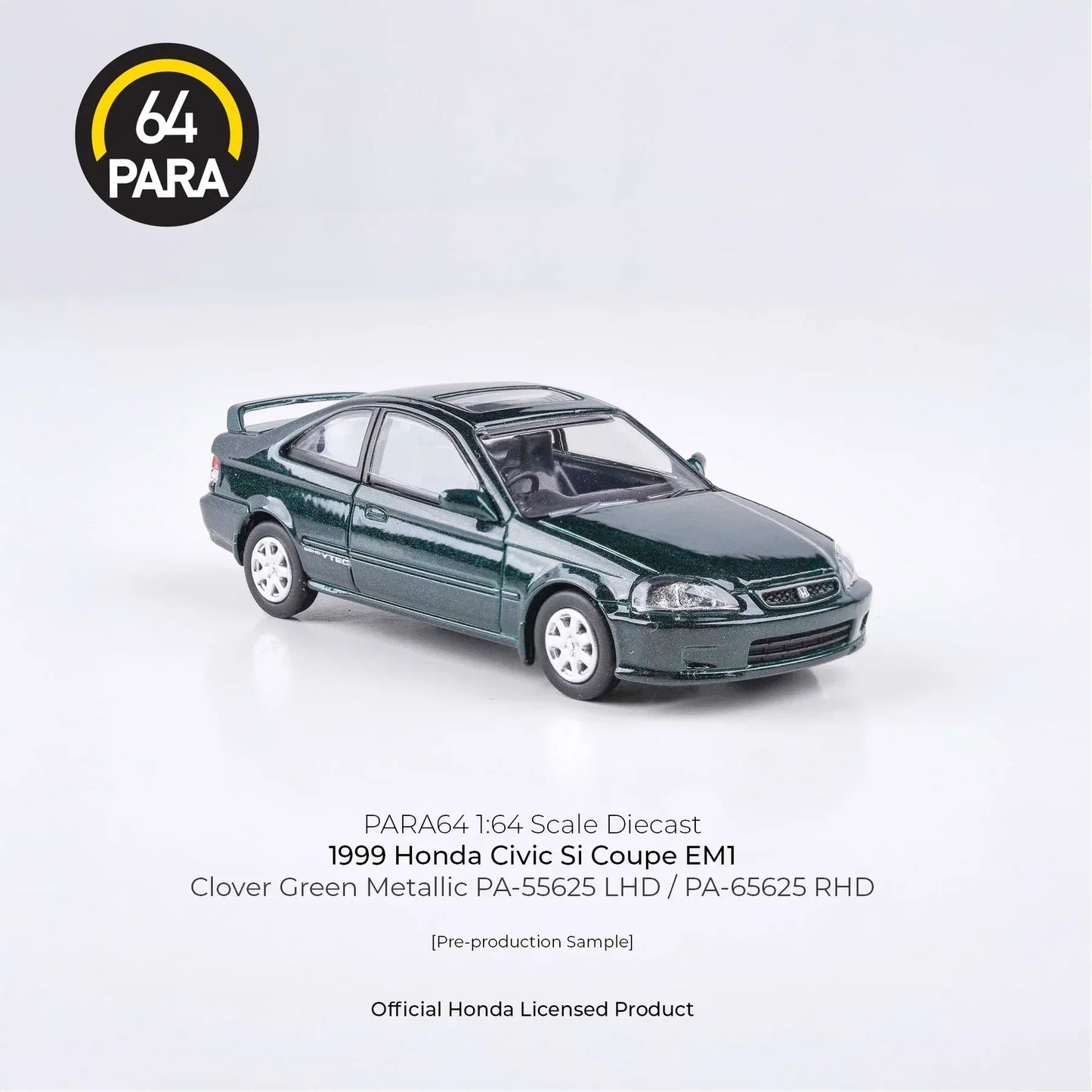 PARA64 Honda Civic Si Coupe EM1 1999 Green 1:64 Scale Diecast Model
