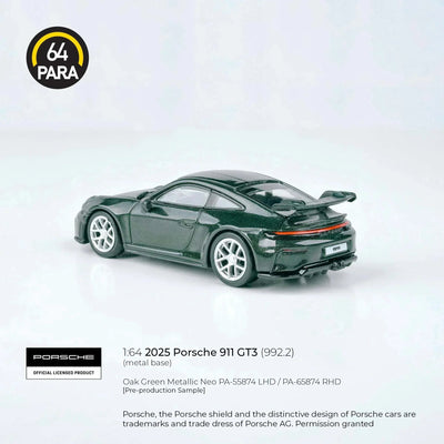 Porsche 911 GT3 (992.2) 2025, 1:64 Scale (Green) - PARA64