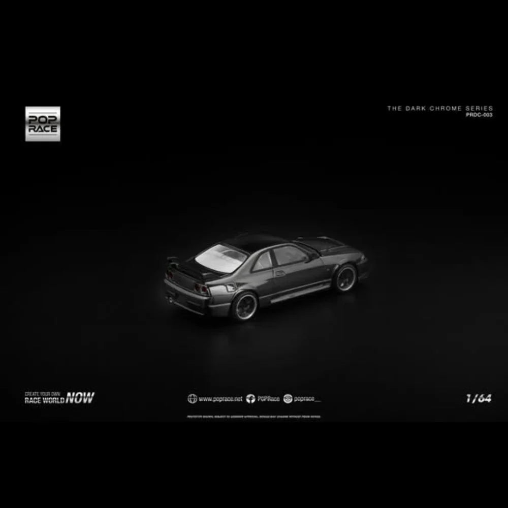 POPRACE Nissan Skyline GT-R R33 NISMO 400R, 1:64 Scale (The Dark Chrome Series)