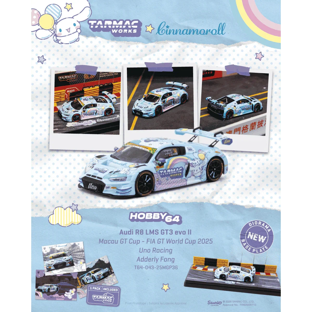 *PRE-ORDER* Audi R8 LMS GT3 EVO II Macau GT Cup FIA GT World Cup 2025 Uno Racing Adderly Fong, 1:64 Scale
