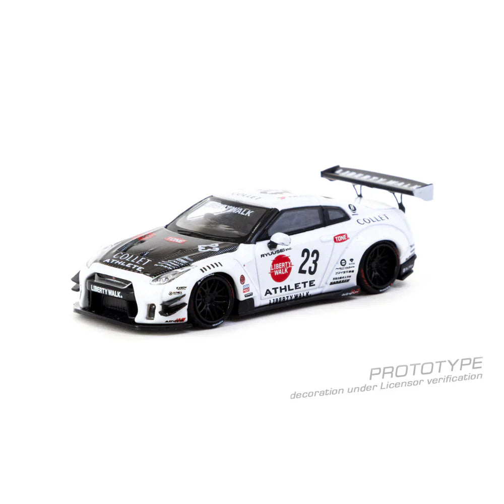 NISSAN GT-R R35 Type 2 With Metal Oil Can Packaging, 1:64 Scale (White)