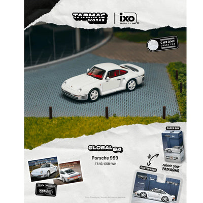 *PRE-ORDER* Porsche 959 Chance of Chase Car (Model Car + Trading Cards Combo Set), 1:64 Scale (White)