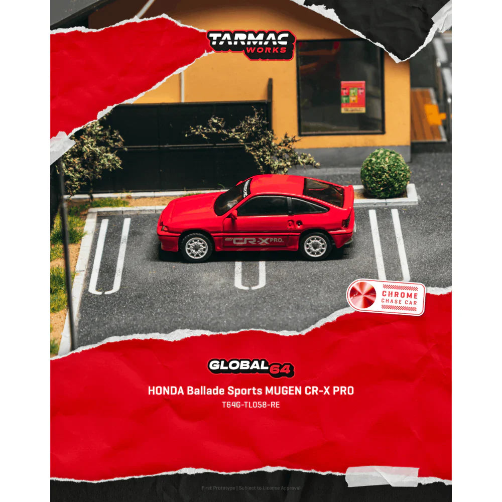 PRE-ORDER | Honda Ballade Sports MUGEN CR-X PRO (Chance of Chase Car) 1:64 Scale (Red) by Tarmac Works