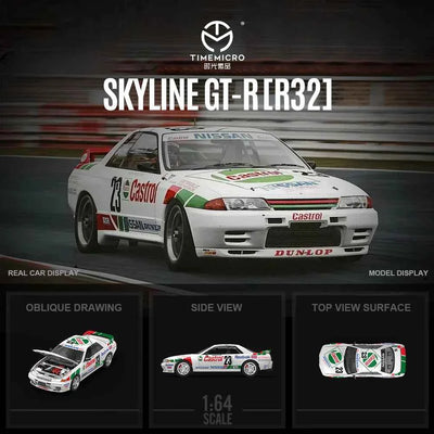 TM-Nissan GTR R32-Red and Green No. 23 CASTROL-Figure Edition, 1:64 Scale