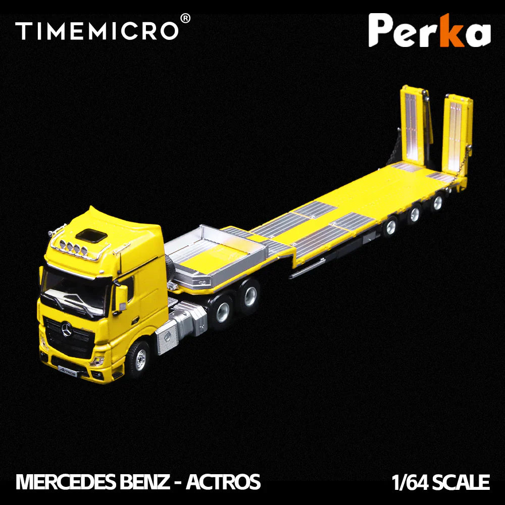 PRE-ORDER | Mercedes-Benz Trailer Transporter 1:64 Scale (Yellow) by Time Micro