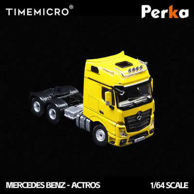 Time Micro Mercedes-Benz Trailer Transporter Yellow 1:64 Scale Diecast Model