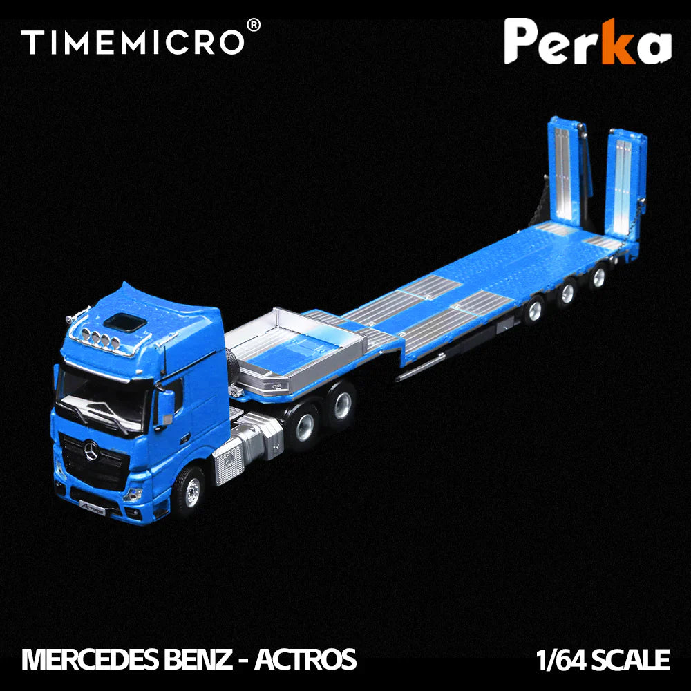 Time Micro Mercedes-Benz Trailer Transporter Blue 1:64 Scale Diecast Model