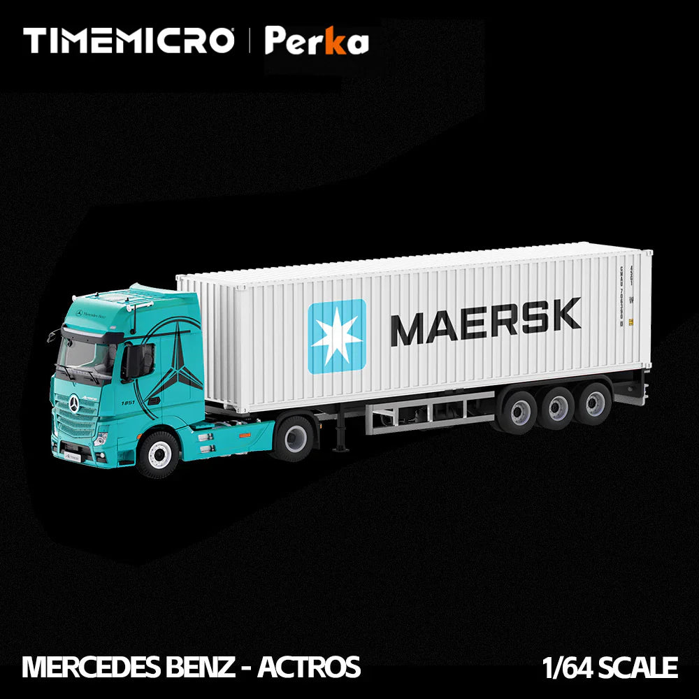 PRE-ORDER | Mercedes-Benz Actros Container Truck 1:64 Scale (Blue & White) by Time Micro