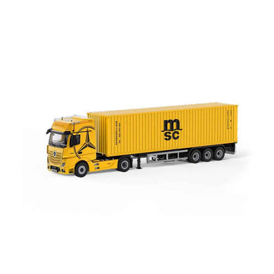 Mercedes-Benz Actros Container Truck, 1:64 Scale (Bright Yellow)