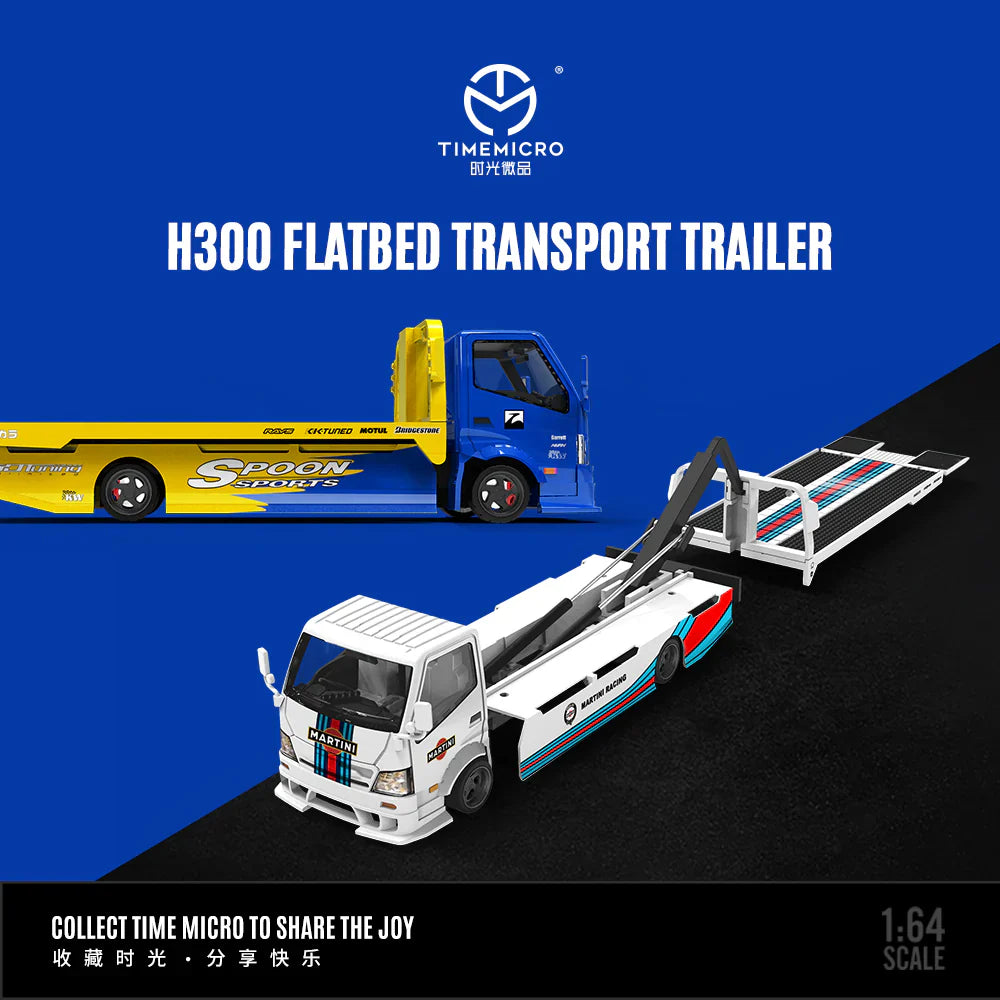 Time Micro H300 Flatbed Transport Trailer Spoon Edition 1:64 Scale Diecast Model