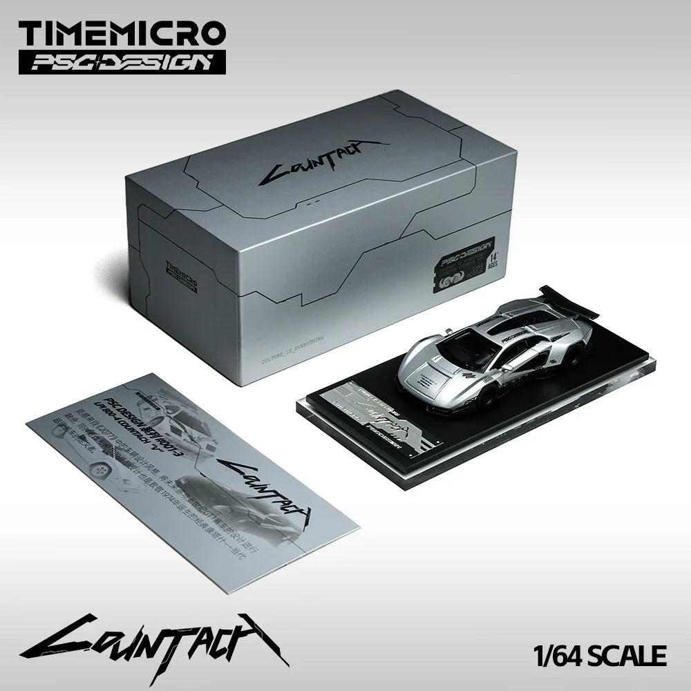 PRE-ORDER | Lamborghini Countach V Matte Silver Grey Exhibition Edition (Limited to 999) 1:64 Scale by Time Micro