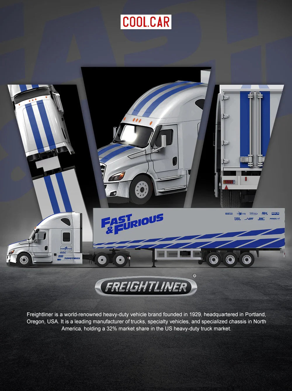 PRE-ORDER | Cool Car Feron "Fast and Furious" Special Transportation Vehicle 1:64 Scale (Silver & Blue) by Time Micro