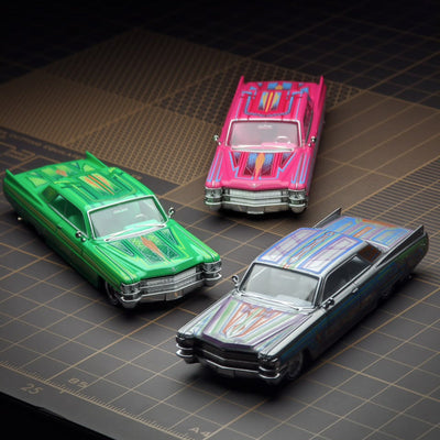 *PRE-ORDER* Cadillac DeVille Coupe Jump Car Metallic pink ribbon with flowers 1964, 1:64 Scale - Hobby Shoppy