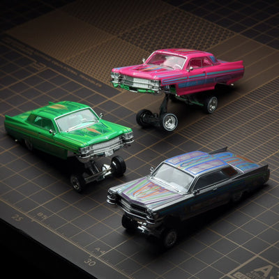 *PRE-ORDER* Cadillac DeVille Coupe Jump Car Metal green with floral pattern 1964, 1:64 Scale - Hobby Shoppy