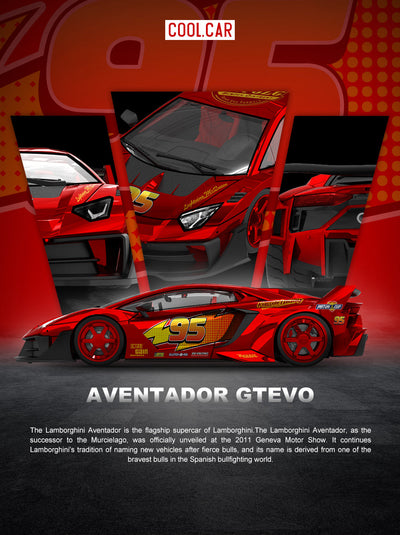 Cool Car Lamborghini GTEVO Lightning McQueen metallic red livery