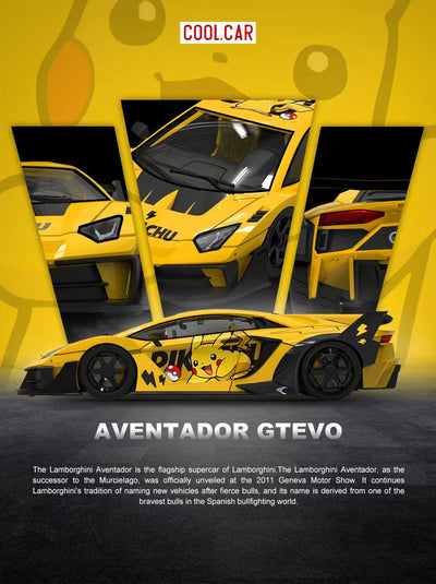 Cool Car Lamborghini GTEVO Pikachu yellow livery