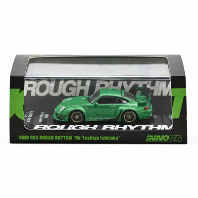 Porsche diecast RWB 993 Rough Rhythm Mr. Toshiya Ichiraku, 1:64 Scale (Green)