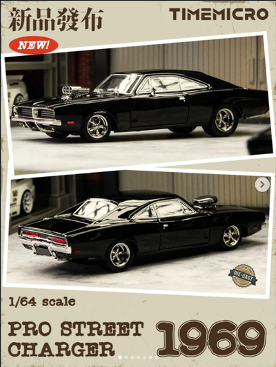Time Micro 1969 Pro Street Charger 1:64 scale diecast model in black