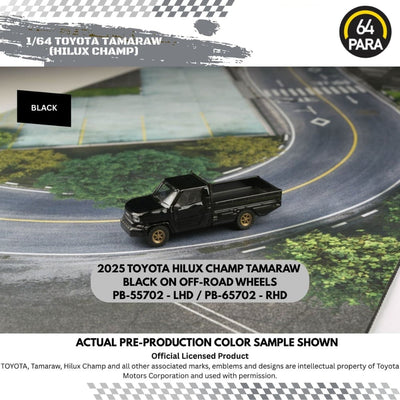 *PRE-ORDER* Toyota Hilux Champ / Tamaraw RHD Black w/off road tire 2025, 1:64 Scale - PARA64