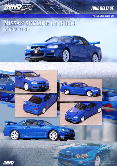 Nissan Skyline GT-R (R34) V-Spec II N1, 1:64 Scale (Blue)