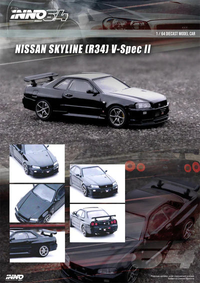 Nissan Skyline GT-R (R34) V-Spec II,1:64 Scale (Black)