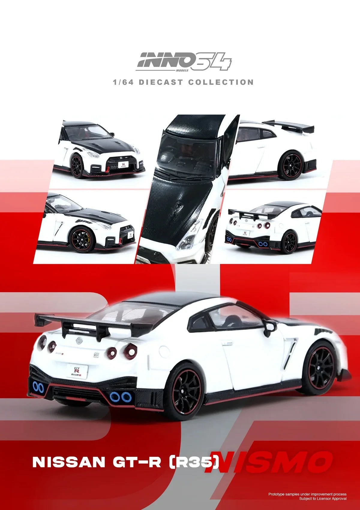 INNO64 Nissan GT-R R35 Nismo White 1:64 Scale Diecast Model