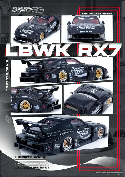 Mazda RX7 (FD3S) LB-Super Silhouette, 1:64 Scale (Black)