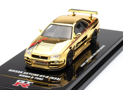 Nissan Skyline GT-R (R34) Nismo R-Tune Gold Chrome Hobby Expo China 2023 Event Edition,1:64 Scale (Gold)