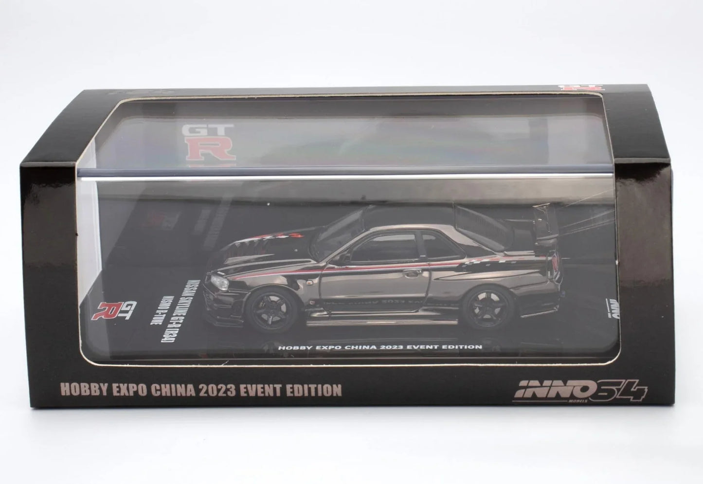 INNO64 Nissan Skyline GT-R R34 Nismo R-Tune Black Chrome Hobby Expo China 2023 Event Edition 1:64 Scale Diecast Model (Pre-Order)